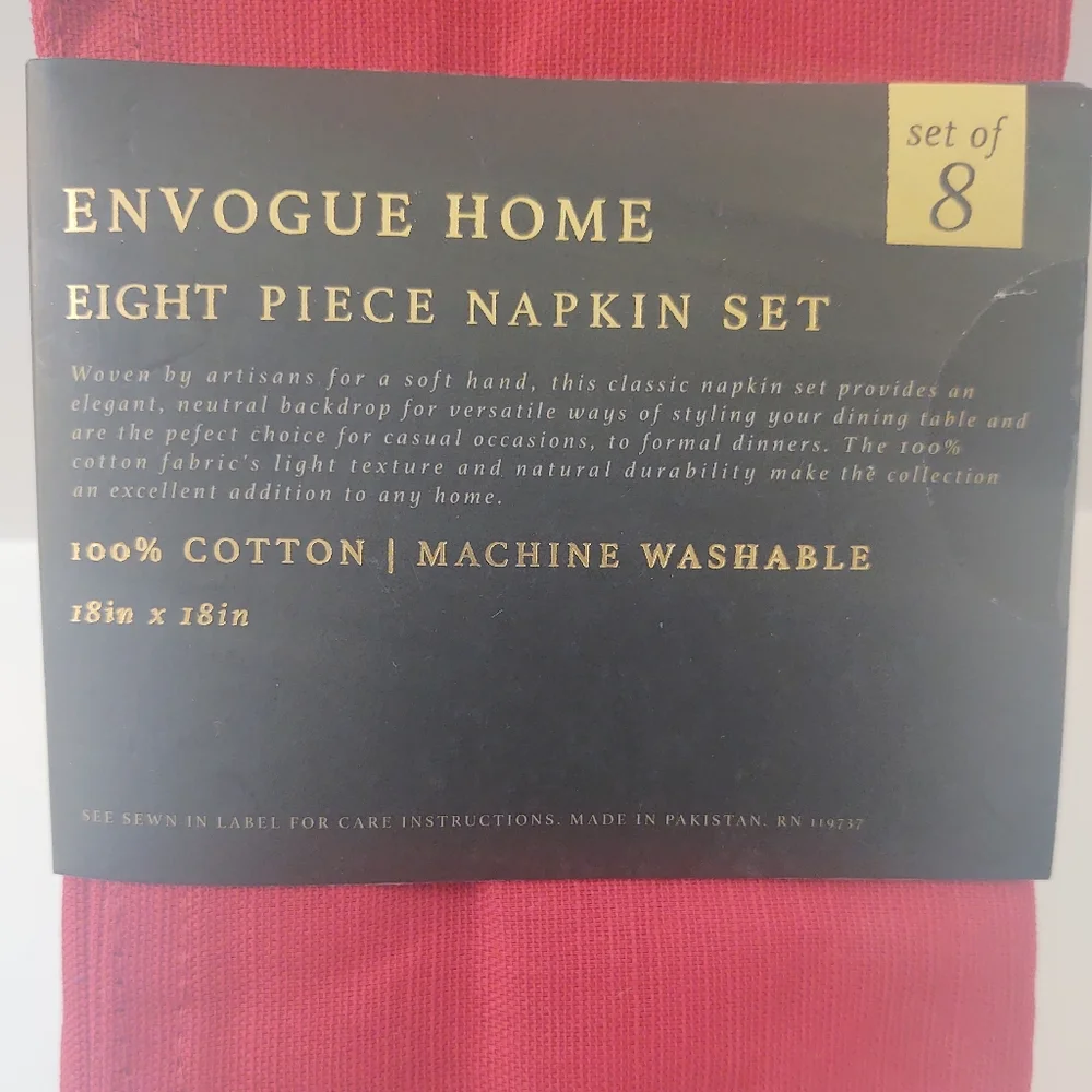 🎁Envogue Home 100% Cotton Napkin Set - Eight Pieces
